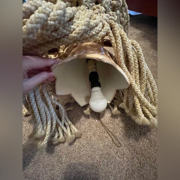 70s macrame ceramic tulip lamp - Picture 5 of 12